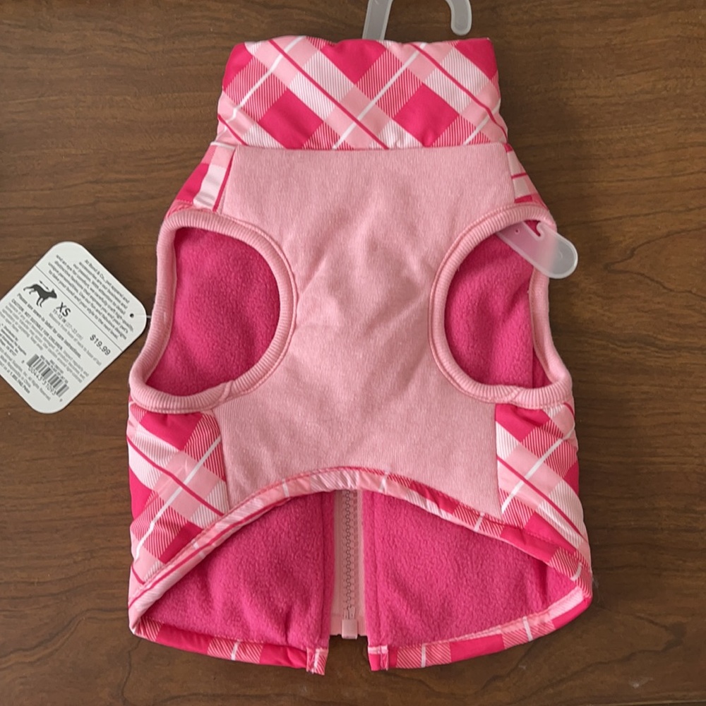 NWT Pink Plaid Dog Puffer Jacket - Picture 2 of 5